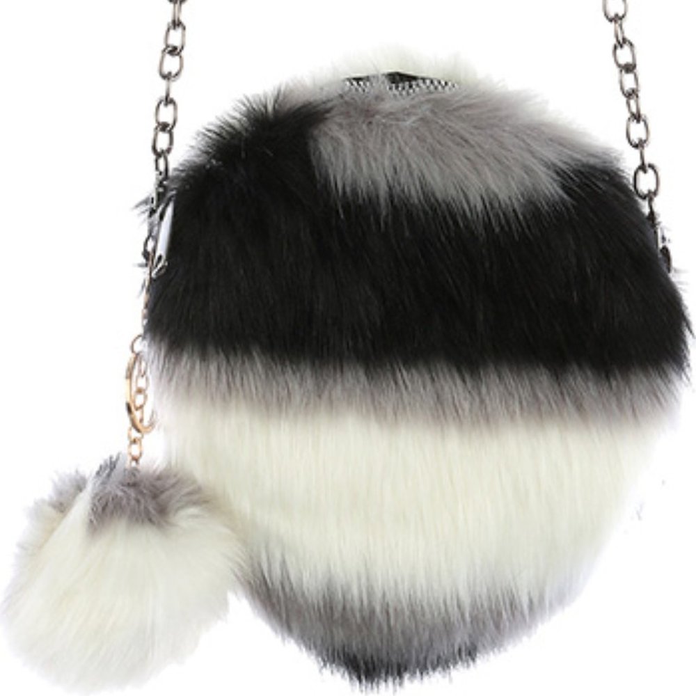 $10 ✿ FAUX FUR ROUND CROSS-BODY BAG